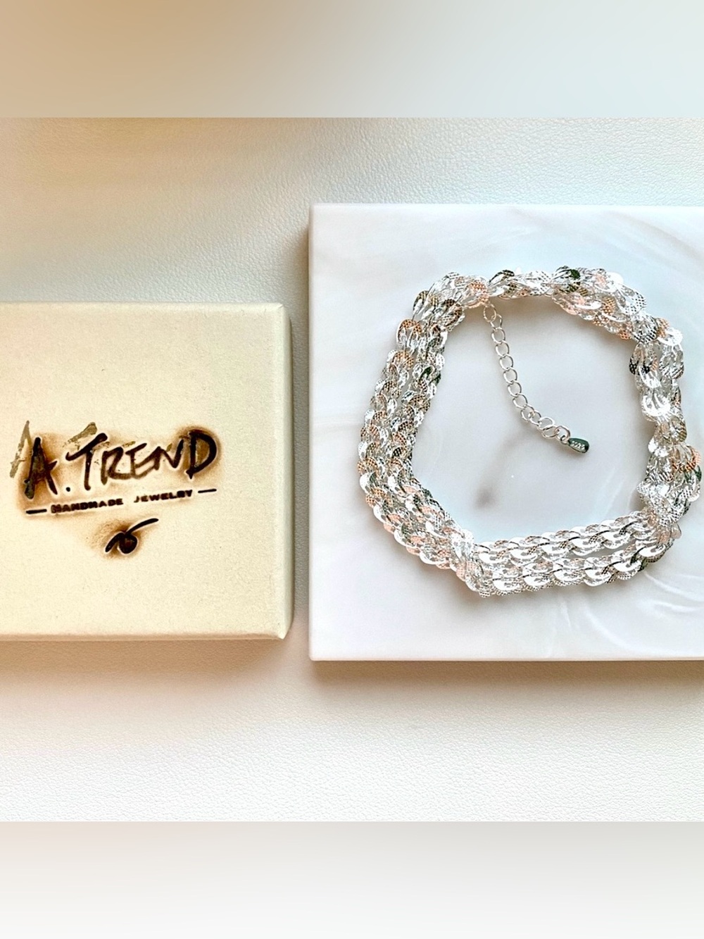 Silver Braided Chain Necklace - Picture 2 of 4
